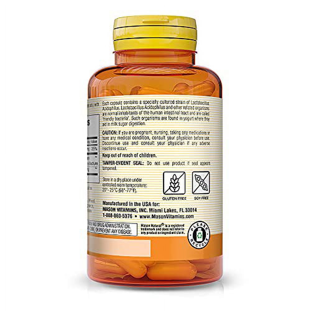 MASON NATURAL Probiotic Acidophilus with Pectin and Calcium - Immune System Booster, Improved Gut Health, Supports Regularity and a Healthy Digestion, 100 Capsules (Pack of 3)