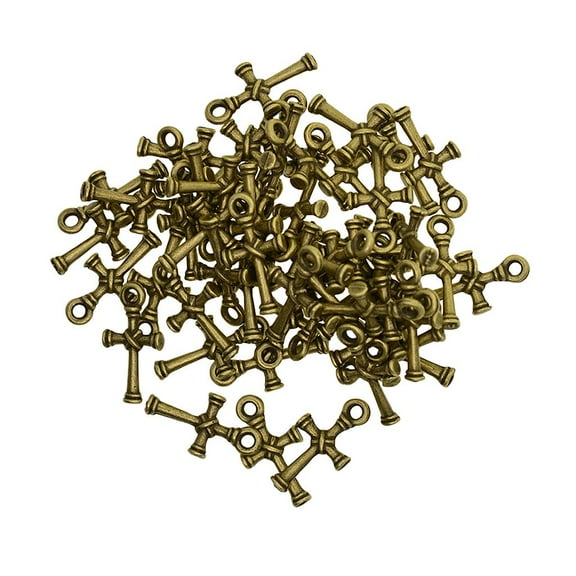 EHJRE 50 Pieces Antique Bronze 3D X Knot Cross Charms Tiny Religious Pendants for