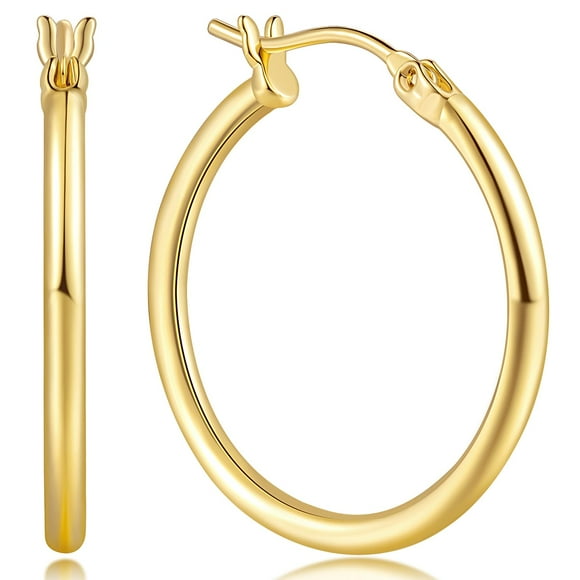 Pendientes de aro Fanglcy de oro de 14 quilates para mujer, 15/20/25/35/45/55 mm