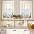 thumbnail image 2 of Kitchen Curtains and Valances Set, Sunflower Eucalyptus Leaves Summer Farm Watercolor Plant Floral Short Rod Pocket 3 Pieces Window Curtain Set for Bedroom, Bathroom, 24 Inch Long, 2 of 5
