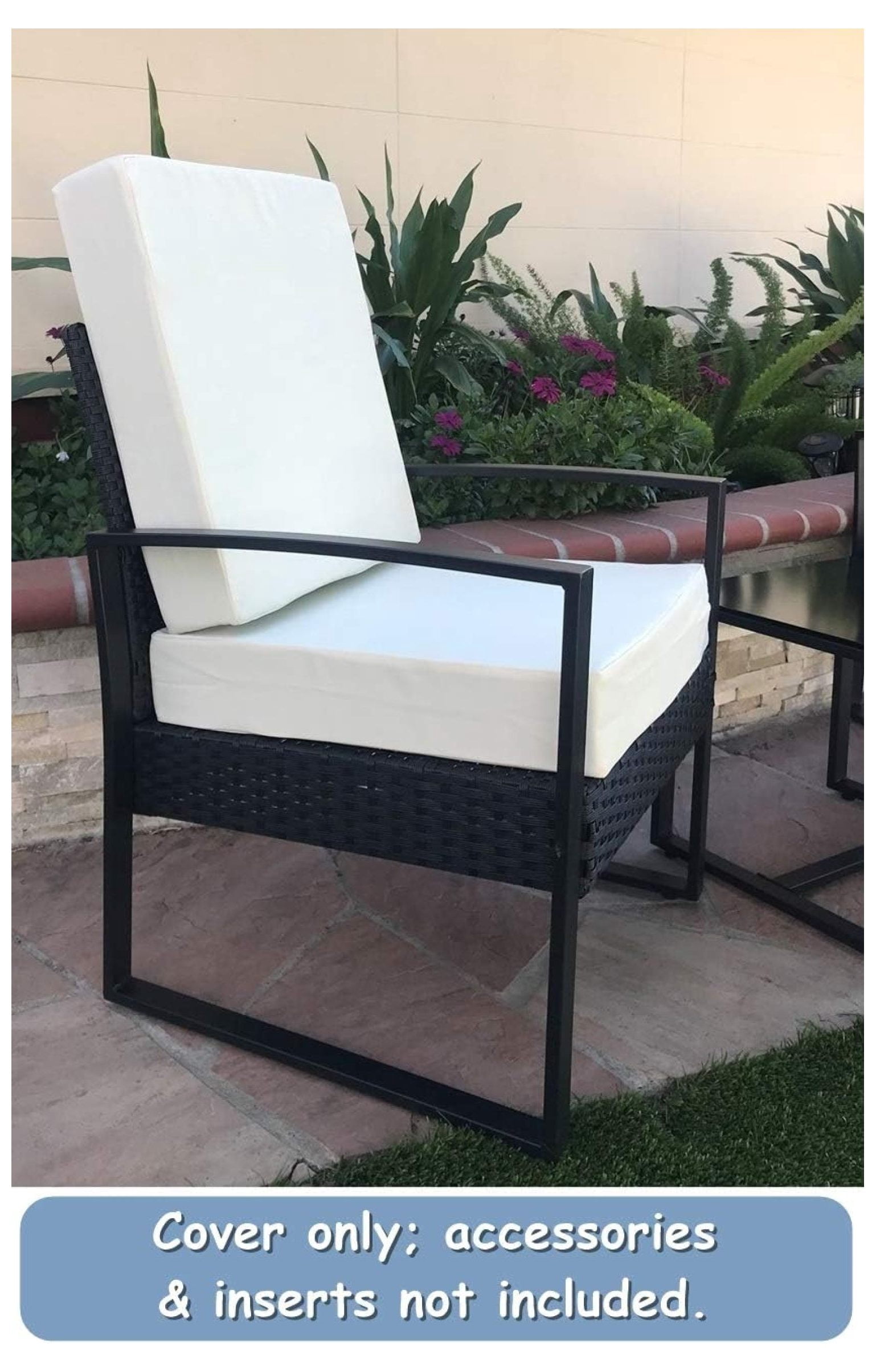 Indoor Outdoor Water High UV Resistant Patio Chair Cushion Cover (Cream White, 24"x24"x4" (2 Covers))