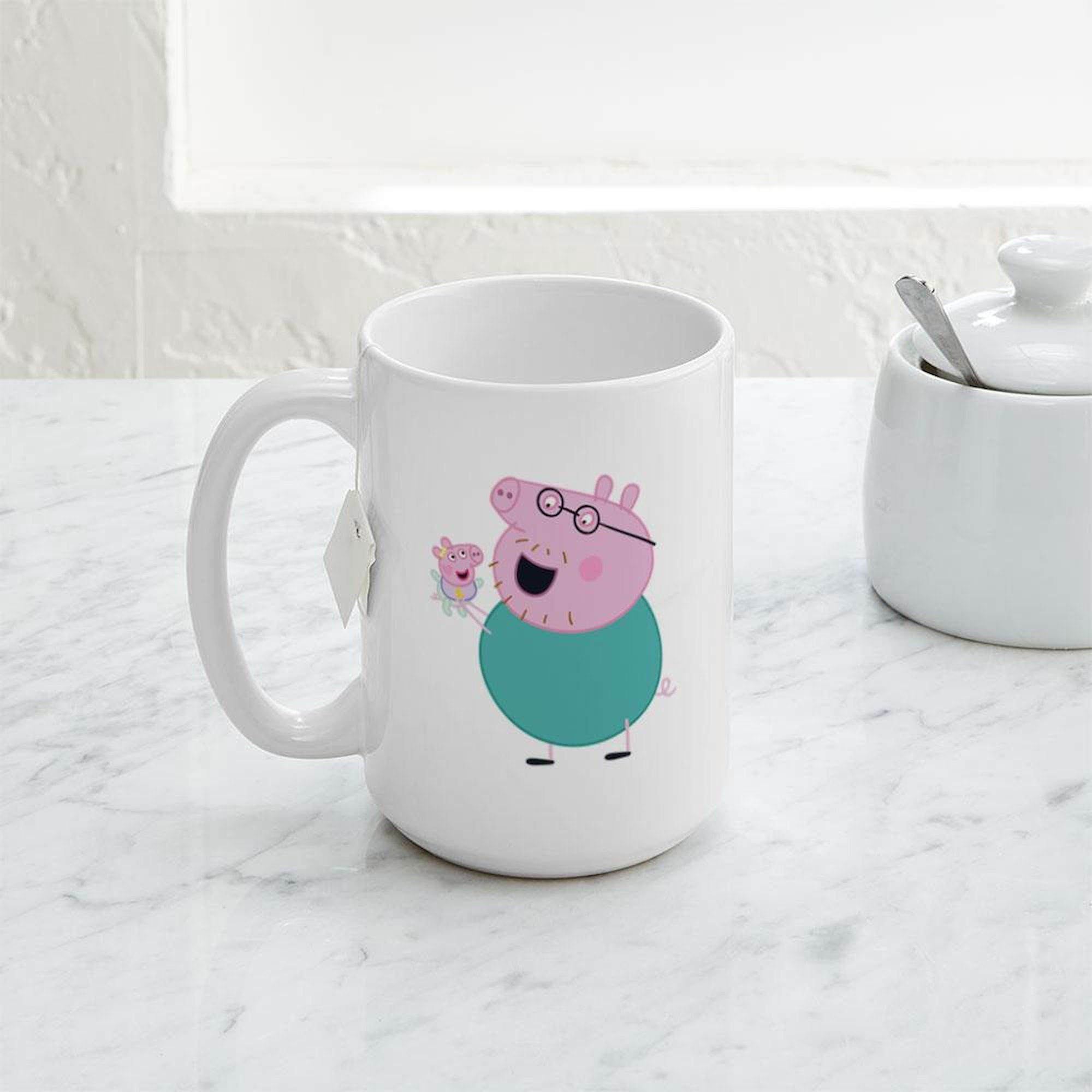 CafePress - Peppa Pig: Daddy Pig & Baby - 15 oz Ceramic Large White Novelty Mug