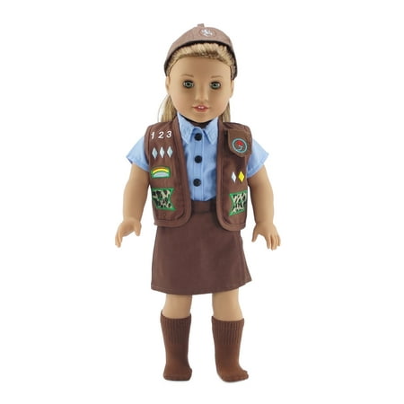 Girl Scout Uniform Daisy 18 Inch Doll Clothes Modern Brownie Girl Scout Inspired Uniform Outfit | Fits 18