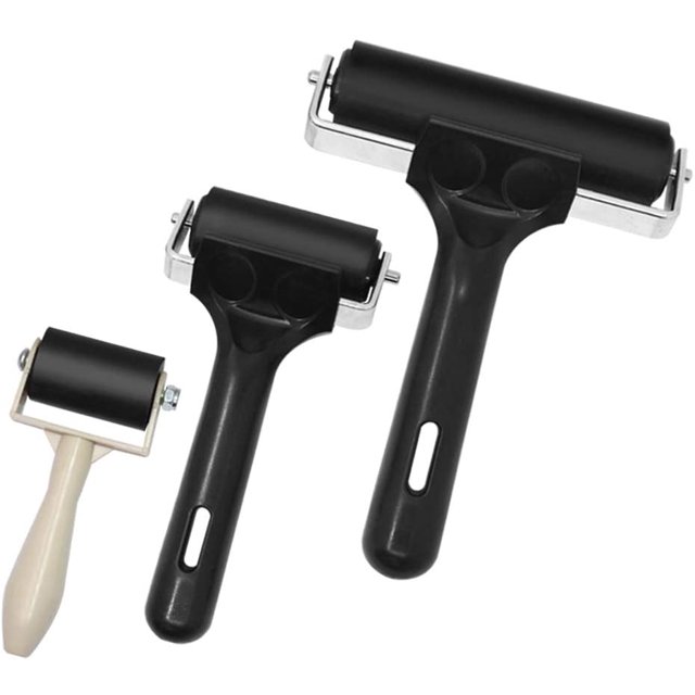 Paquete de 3 rodillos de pegamento de goma para almohadillas de tinta, pintura, impresión, empapelado y manualidades (3,5 cm, 6 cm y 10 cm) JFHHH pequeña