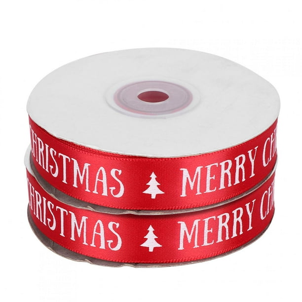 2 rollos de cinta de satén de poliéster estilo navideño para envolver regalos, decoración y manualidades.