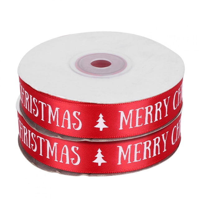 2 rollos de cinta de satén de poliéster estilo navideño para envolver regalos, decoración y manualidades.