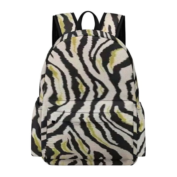 GXFC Light Green Zebra Stripe Pattern Printed Oxford Backpack, Large Capacity Laptop Backpack, Water Resistant, Travel Daypack for College Work Commuting Adults,