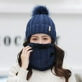 thumbnail image 2 of GDREDA Unisex Winter Knit Warm Hats and Scarf Set - Purpose Ear and Windproof Design for Cold Weather Navy,One Size, 2 of 5