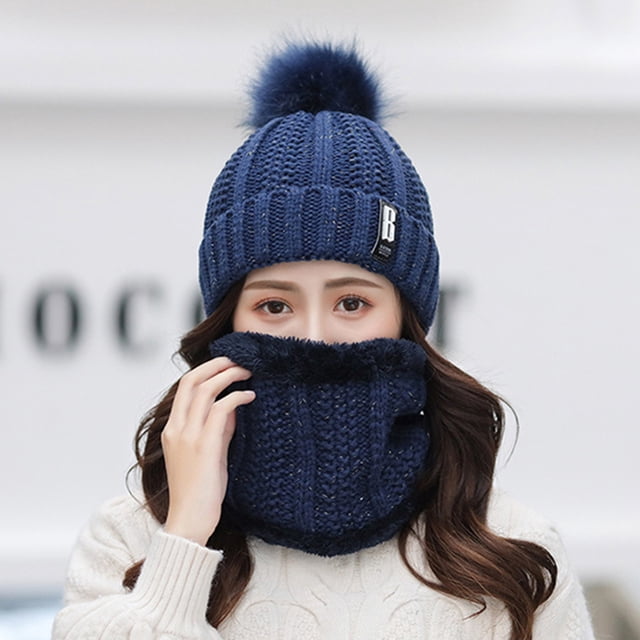 Women And Men Winter Knit Warm Hats Scarf Dual PurposeHat Ear Protection Windproof Hat