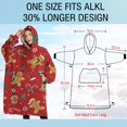 thumbnail image 4 of Oversized Wearable Blanket Hoodie,Red Christmas Gingerbread Man Pattern Sherpa Blanket Hoodie with Super Pockets,Super Warm Fuzzy Pullover for Women & Men, 4 of 6