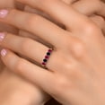 thumbnail image 4 of Gem Stone King 10K Two Tone Gold Red Created Ruby and Black Diamond Wedding-Bands Ring for Women | 1.09 Cttw | Round 3.5MM | Gemstone July Birthstone | Size 5, 4 of 6