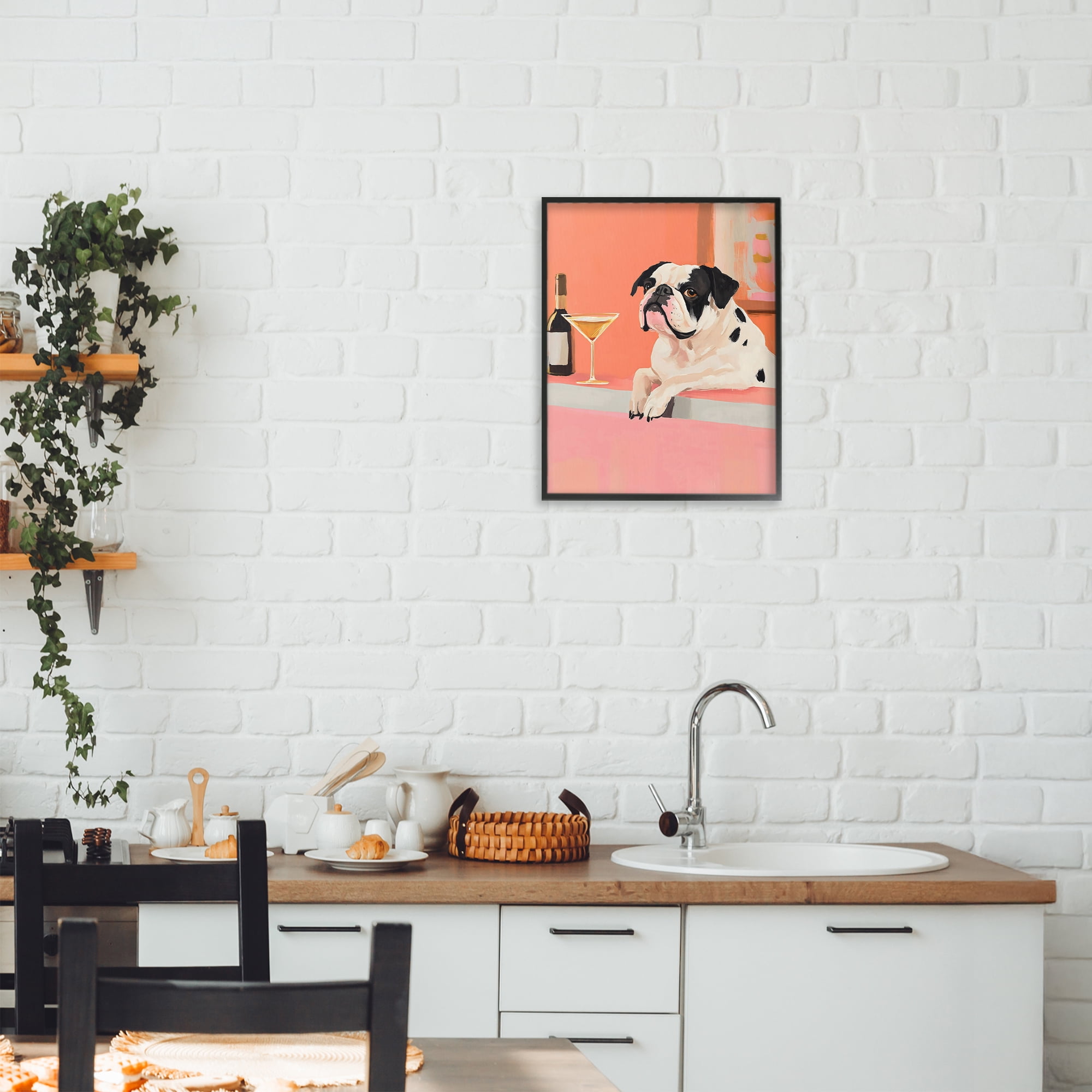 Stupell Industries Bulldog at Martini Lounge Black Framed Giclee Art, design by The Prints Vibe