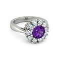 thumbnail image 5 of HeartsAndYou 3ct Round Cut Natural Purple Amethyst Moissanite Halo Ring 14k SOLID White Gold, 5 of 9