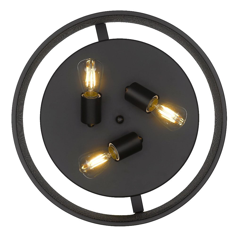 3 Light Ceiling Flush Mount in Pewter with Metal Mesh for Industrial Style Room-Matte Black Finish Bailey Street Home 170-Bel-4313321