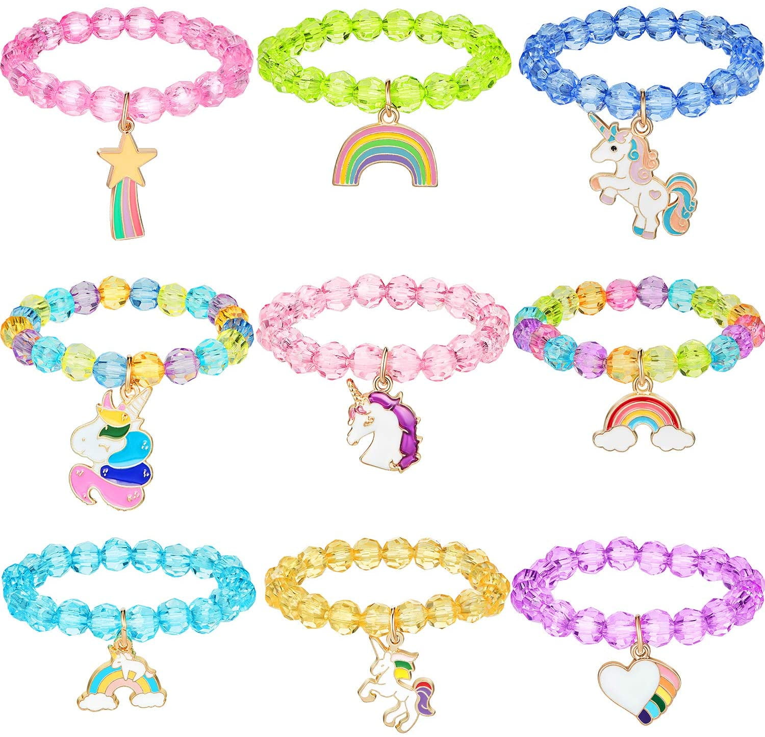 Children's Unicorn jelly Bracelet Costume Jewellery Kids Party Bag Fillers lot 