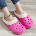 thumbnail image 3 of Women and Men Fuzzy Lined Clogs Memory Foam Warm Fuzzy Slippers Winter Waterproof Indoor Outdoor Garden Shoe Slipper Pink Size 8, 3 of 5