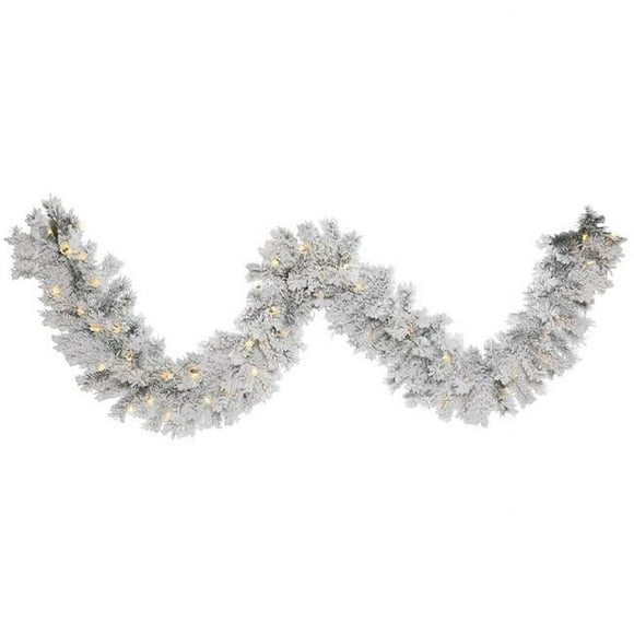 Vickerman A806312LED 9 ft. x 12 in. Flkd Alaskan Garland Artificial Christmas Tree with 50 Warm White Dura LED Light
