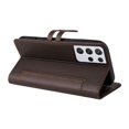 thumbnail image 2 of Premium Wallet Case for Samsung Galaxy S21 Ultra with Card Slots & Kickstand, Flip Cover Brown, 2 of 7