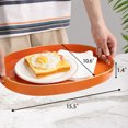 thumbnail image 2 of MAONAME Orange Decorative Tray, Oval Serving Tray with Handles, Plastic Tray for Coffee Table, Ottoman Tray for Living Room, Bathroom, 15.6" X 10.6" X 1.4", 2 of 6