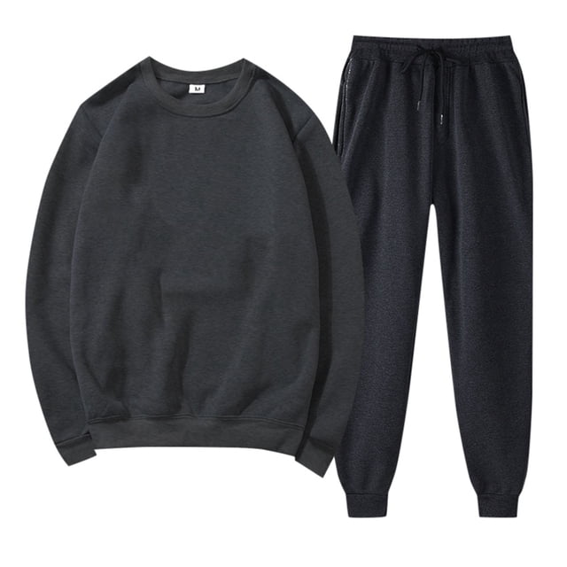 Gibobby Set Pants y Sudadera Mujer Sudadera informal de lana Unisex para otoño e invierno, de tendencia a la moda, cuello redondo, manga larga, pantalones con(Gris,M)