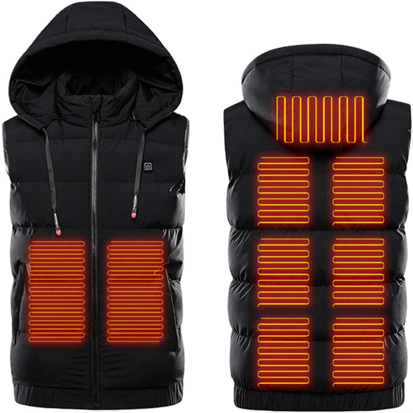 Mens Electric Heated Jacket Safe Warm Heating Waistcoat for Man 9 Heating Zones Women Lightweight Electric Heated Gilet 3 Temperature Levels USB Heated Vest for Outdoors Camping Hiking 