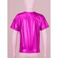 thumbnail image 5 of Doomiva Boys Girls Modern Hip Hop Jazz Dance Outfit Kids Metallic Shiny Short Sleeve T-shirt with Sparkly Jogger Pants Hot Pink 150, 5 of 7
