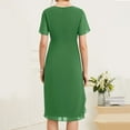 thumbnail image 4 of ClodeEU Women's Chiffon Short Sleeve Round Neck Dress,Fitted Waist Evening Gown Green,Womens Plus XL, 4 of 6
