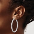 thumbnail image 3 of Primal Gold 14 Karat White Gold 4x40mm Diamond-cut Round Hoop Earrings, 3 of 4