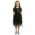 thumbnail image 1 of Robe Fille à Sequins Manches Bouffantes Robe de Fête pour Tout-Petits Enfants Élégante Filet Superposé Tutu Tenue, 1 of 3