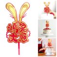 thumbnail image 1 of Lubelski New Year Cake Topper Cartoon Chinese Style Food Grade Reusable with Blessing Words Decorative DIY 2023 Cute Rabbit Ears Cake Decorating Topper for Party, 1 of 8