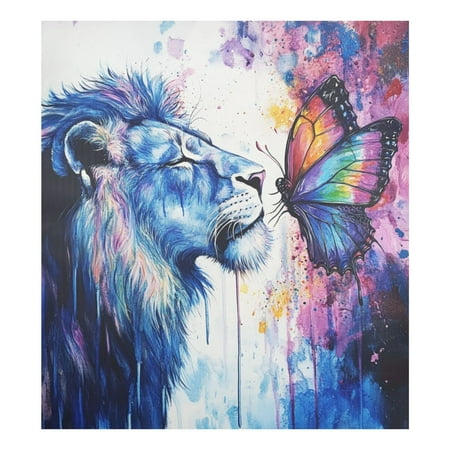 

Dishwasher Magnetic Sticker 23x26 Inch Refrigerator Magnetic Sticker Washing Machine Magnetic Sticker Kitchen Panel Magnetic Sticker Home Decor Colorful Lion and Butterflies