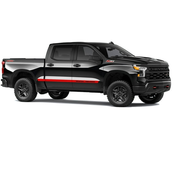 Chevy Silverado Red Trail Boss Crew and Double Cab Body Side Decals 2019-2026 GM Licensed
