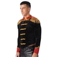 thumbnail image 2 of Sxiwei Men's Ring Leader Costume Tassel Epaulet Jacket Steampunk Military Drummer Coat for halloween Black L, 2 of 6