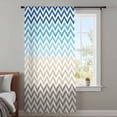 thumbnail image 4 of Blue Brown Sheer Curtains 63 Inches Long, Modern Chevron Waves Khaki Geometric Stripes Light Filering Curtains, Breathable Simi Curtain Privacy Drapes for Living Room Bedroom Window Treatment, 4 of 9
