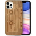 thumbnail image 1 of Case Yard Wooden Case Outside Soft TPU Silicone, Slim Fit Shockproof Wood Protective Phone Cover for Girls Boys Men and Women, Supports Wireless Charging Cassette Design case for iPhone-12-Pro-Max, 1 of 7