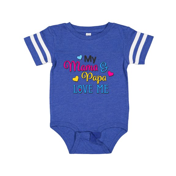 Inktastic My Mama and Papa Love me with Hearts Gift Baby Boy or Baby Girl Bodysuit
