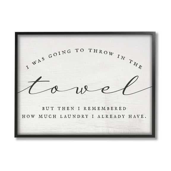 Stupell Industries Humorous Laundry Script Text Sign Grainy Pattern Graphic Art Black Framed Art Print Wall Art, Design by Daphne Polselli