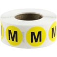 thumbnail image 1 of Autocollants de Taille de Vêtements de Couleur Jaune M 0,75" Pouce Rond 500 Pack, 1 of 1
