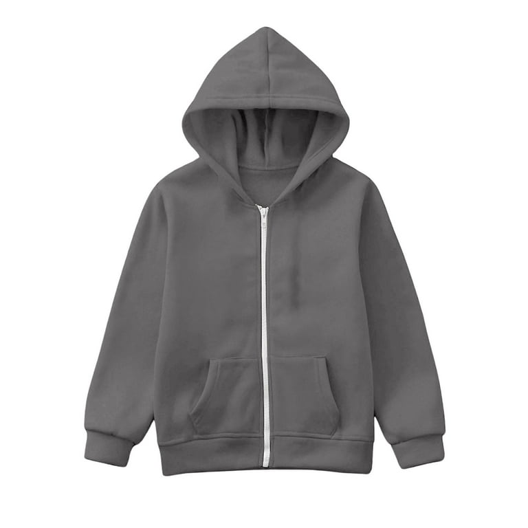 Boys Hoodies Solid Color Zip Up Sweatshirt Casual Tops