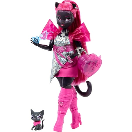 Monster High Catty Noir Fashion Doll with Pet Cat Amulette and Accessories, Collectible Toy