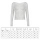 thumbnail image 3 of Blanco L hueco gran malla suelta cuello redondo blusa de lana chica caliente personalizado transpirable corto exterior casual top, 3 of 8
