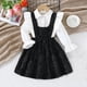 thumbnail image 2 of Odeerbi Niñas Ruffle Camisas de Algodón Con Estampado En Relieve Conjunto de Vestido de Tirantes Vestido de Dos Piezas Niños de Color Sólido A-Line Vestido de Manga Larga Flounce Top Set, 2 of 9