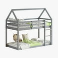 thumbnail image 6 of Twin Over Twin Rubber Wood Floor Bunk Bed with ladder Guardrails House-Shaped-Bunk Bed Grey, 6 of 7