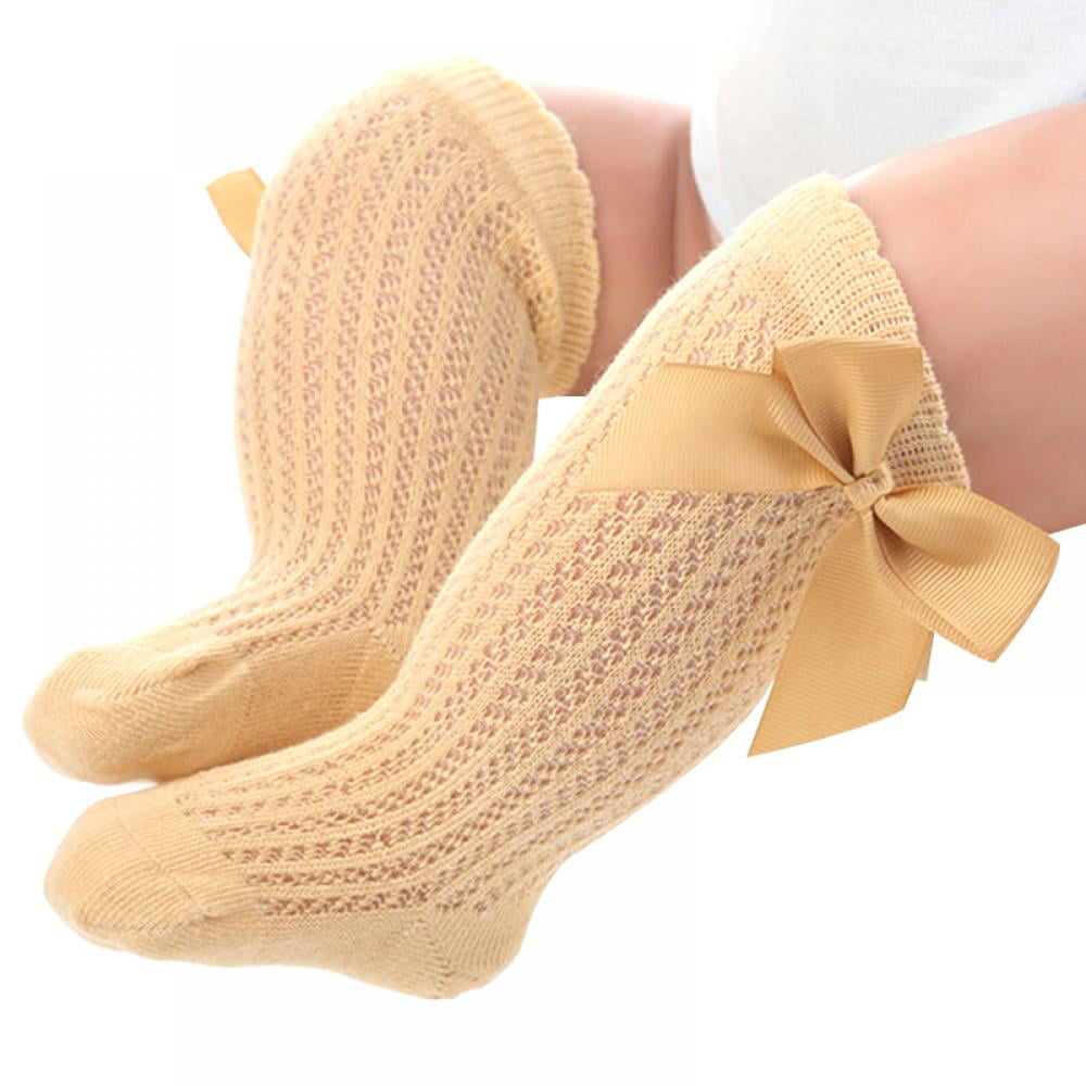 Toddler Newborn Knee High Bowknot Knit Mesh Stockings Baby Girls Princess Lace Socks