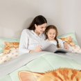 thumbnail image 4 of Manfei Watercolor Sleeping Kitten Twin Comforter Sets, Cute Cat Art Bedding Set, Cream Pink Green, Gray Reversible, 2 Pieces, 1 Comforter and 1 Pillowcase, 4 of 7
