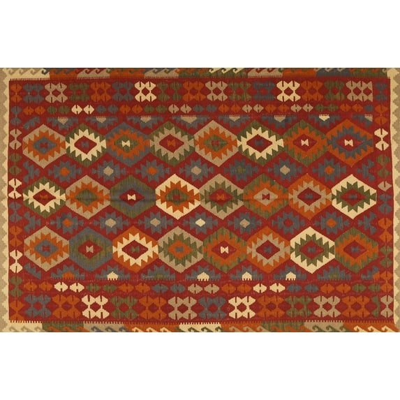 Ahgly Company Indoor Rectangle Contemporary Light Brown Oriental Area Rugs, 5' x 8'