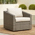 thumbnail image 3 of CHITA Outdoor Swivel Gray Wicker Chair and Ottoman with Cushion, Cream, 3 of 6