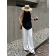 thumbnail image 5 of Pantalon Grand en Lin Été Ample Polyvalent à Cordon Droit Blanc Décontracté Mode Coréenne, 5 of 5