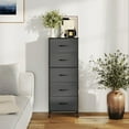 thumbnail image 4 of Nextay Nightstand 5-Drawer Fabric Dresser Bedside Table with Sturdy Steel Frame, Tall Storage Tower Chest with Wood Top for Bedroom, Closet, Living Room, Grey, 4 of 7