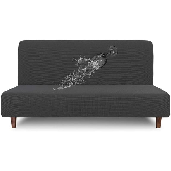 Generic Waterproof Futon Cover, Stretch Jacquard Slipcover for Kids and Pets, Dark Gray